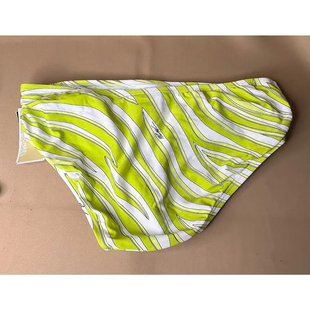 Michael Kors Limeade Zebra Print Bikini Bottom M NWT